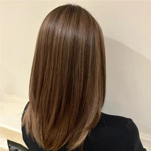 100% Echthaar Lace Front Perücken dunkelbraun 13x4 Lace Front Perücke vorgezupft - Bild 1 von 10