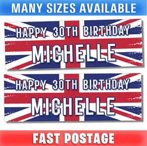 Union Jack D3 Personalised Birthday Party Banner UK Britain British England - Picture 1 of 1