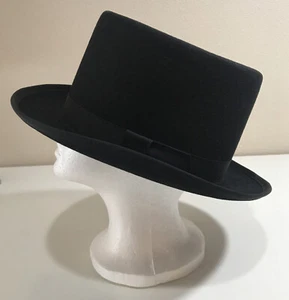 Cappello vintage uomo dopo sei topper 100% lana nero top hat taglia large 23" - Foto 1 di 8