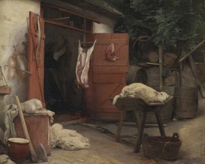 Un matadero en Hellebaek 1884 por Carl Bloch Museo impresión Giclee envío gratis - Imagen 1 de 3