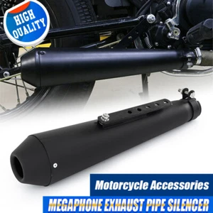 Fit For Honda CB350 CB360 Cafe Reverse Cone Megaphone Exhaust Pipe KIT Black - Picture 1 of 9