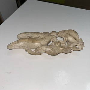 Carving Of Humpback Whale With Babies & Mermaid Pod - Picture 1 of 9