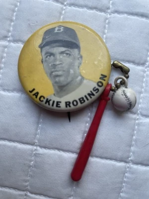Бейсбольная булавка 1950-е PM 10 Stadium Jackie Robinson Yellow Backg Brooklyn Dodgers - Изображение 1 из 4
