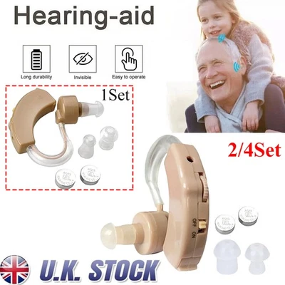 2/4X Digital Rechargeable Hearing Aid Aids Kit Behind Ear Sound Voice Amplifier - Image 1 of 4