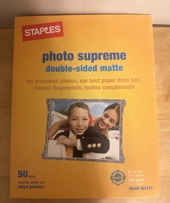 Staples Photo Supreme Double-Sided Matte Photo Paper 50 Sheets 8.5 X 11 New - Image 1 of 2