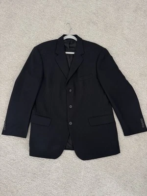 Blazer Andrew Fezza para hombre negro cachemir mezcla de lana de cordero 3 botones talla 43R Foto 1 de 4