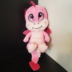 Caravan Soft Toys Pink Baby Dragon Plush 15" Metallic Heart Tail Sewn Eyes - Picture 1 of 7