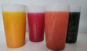 Juego de 4 vasos de vidrio Fire King Glamalite MCM brillo atómico de 5" de colección - Imagen 1 de 3