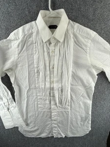 Tom Ford Formal Dress Shirt White French Cuff Size 16 Switzerland Cotton Pleats - Picture 1 of 22