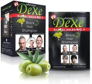 DeXe Haarfarbe Shampoo für Männer Frauen (25 ml x 10 Beutel), Naturschwarz - Bild 1 von 3