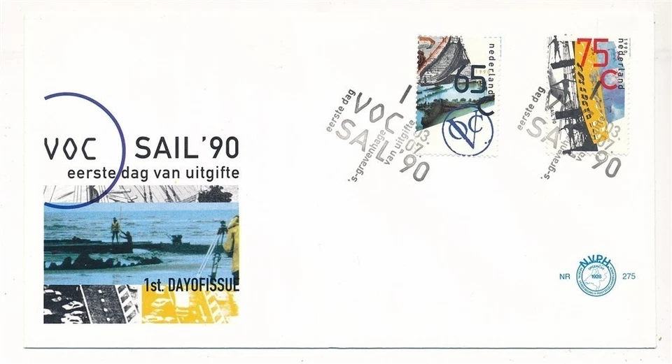 D462025 D415310 Netherlands FDC Voc Sail 1990 - Sailing Ships NVPH 275 - Image 1 of 1