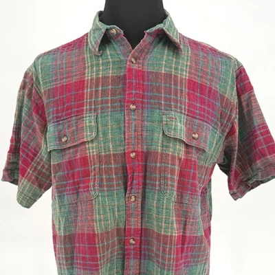 Native Habitat Planet Earth Plaid Short Sleeve Button Shirt Men's L 100% Cotton - Image 1 of 4