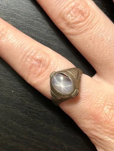 Vintage Unmarked Sterling Silver Pale Blue Star Sapphire Ring AS IS GEM Sz 7.25 - Picture 1 of 17