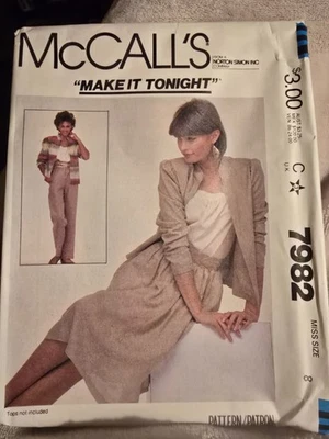 McCall's Vintage sewing pattern 7982 Womans Sz 8 Jacket Pants Skirt Uncut - Image 1 of 2