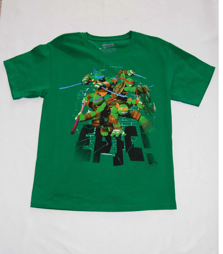 Camiseta para niños NINJA TURTLES Epic Sword Fight VERDE OSCURO manga corta XL 14-16 Foto 1 de 1