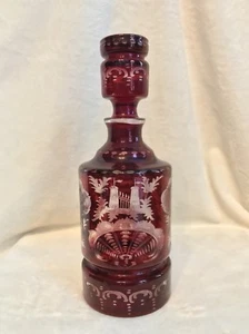 Vintage 1920er EGERMANN RUBINROT Böhmische Tschechische Kunst Glas - 10,5" WEINKARAFFE - Bild 1 von 12