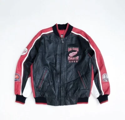 Detroit Red Wings Champions 2002 Stanley Cup Leather Jacket Size Medium RARE - Image 1 of 4
