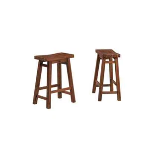 Boraam Bar Stool 24" x 18" Solid Wood Foot Rest Rectangle Seat Backless (2-Pack) - Picture 1 of 8