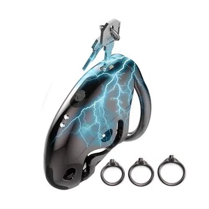 Remote Control Electric Shock Male Chastity Devices, 6 e-stim intensities Coc... - Picture 1 of 7