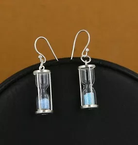 1.5 Ct Aquamarine Dust 925 Silver Hourglass earrings for him & her - Picture 1 of 1