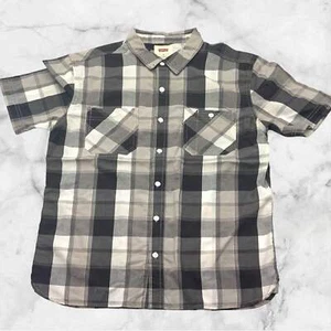 Men's Levi's Grey | Black | White Plaid Button Down S/S Shirt NWT - Imagen 1 de 3
