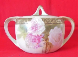 RS Schlegelmilch Tillowitz Germany Covered Sugar Pink Roses - Picture 1 of 12