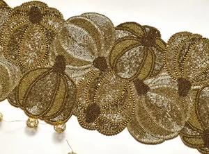 Halloween Pumpkin Design Beaded Table Runner Kitchen Décor Dining Table Topper - Picture 1 of 8