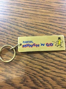 Vintage Brass Planters Peanuts Munch N Go Advertising Key Chain Fob w/ Mr Peanut - Picture 1 of 1