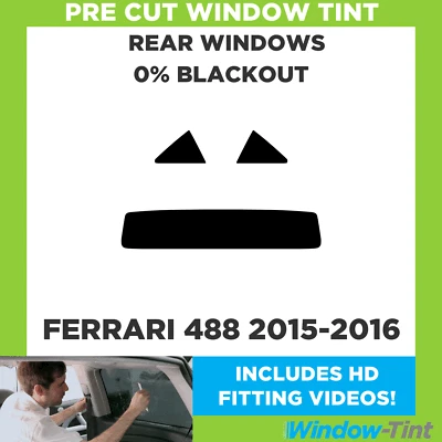 For Ferrari 488 2015-2016 Pre Cut Window Tint Rear 0% Blackout Film - Image 1 of 4