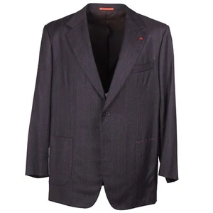 Isaia Regular-Fit Dark Brown Stripe Soft Brushed 130s Wool Suit 52R (Eu 62) NWT - Picture 1 of 11