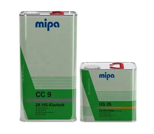 SET Mipa 2K HS vernice trasparente CC 9 incl. Indurente HS 25 normale 7,5 L | 5,0 L vernice trasparente 2, - Foto 1 di 5