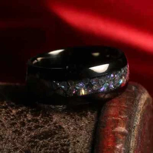 Anello Nebulosa Velo 8mm Tungsteno Nero 8mm Fede Nuziale, Vestibilità Comoda - Foto 1 di 10