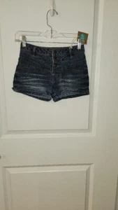Bongo High Waisted Denim Shorts Size 0 button up front soft fabric FreeShip! - Picture 1 of 3