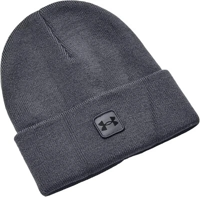 Under Armour Halftime Cuff Beanie Skull Cap Grey Black Logo Hat OSFM NWT - Image 1 of 2