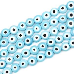 Round Flat Shape Beads Colorful Eye Lampwork Glazed Bracelet Jewelry Accessories