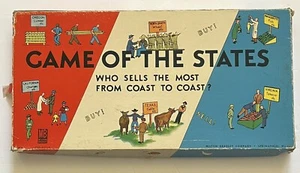 Vintage Game Of The States BOX LID ONLY w/Rules on Underside Red White Blue - Picture 1 of 11