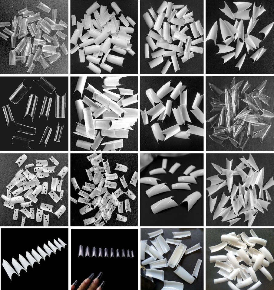 Nail Tips Stiletto French White Natural Clear Gel Acrylic extensions 100 20 long - Image 1 of 1