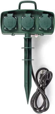 KÖNIG 3 fach Außen Gartensteckdose + Kabel - Außensteckdose Strom Verteiler IP44