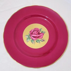 Rare Paragon England Red Rose Floating on Gold Red 8 1/4 " Plate 184 - Picture 1 of 5