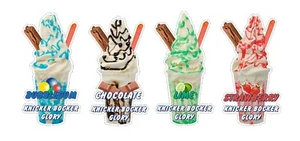 Knickerbocker Glory Ice Cream Stickers Set of 4 Flavours - 16cm high KBG die cut - Picture 1 of 1