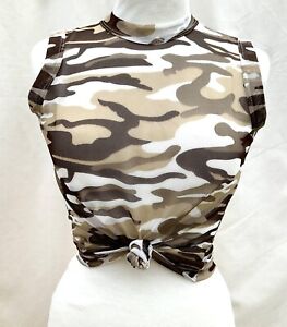 Brown Khaki Camouflage mesh Vest Tank Top Med 12 Festival Army Soldier dress up