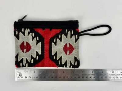 Turkish Kilim Bolso de Mano con Cremallera Muñequera, Geométrico, Rojo, Gris, Negro Foto 1 de 3