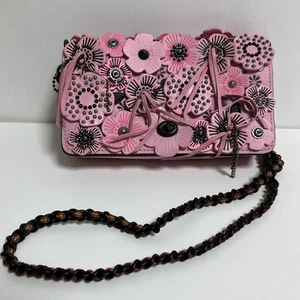 COACH 1941 PINK LEATHER WILD TEA ROSE DINKY CROSSBODY Used Near Mint Item Japan - Picture 1 of 10