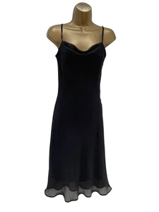 New Look Vintage Dress Y2K Black Slip Dress Size 10 Cowl Neck Lined Made in UK - Picture 1 of 12