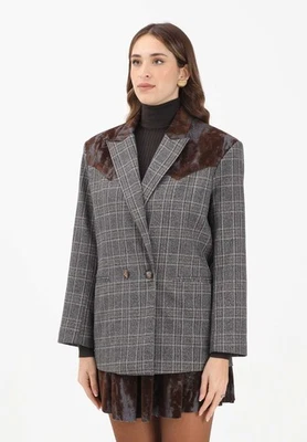 VICOLO Giacche e Gilet Donna Grigio  Giacca doppiopetto realizzata in tessuto a - Immagine 1 di 4