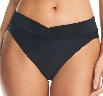 Traje de baño Bar III para mujer de pierna alta cintura en V parte inferior de bikini, negro, mediano Foto 1 de 4