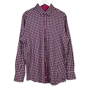Canali 1934 Kariertes Hemd 2XL Herren Rot Baumwolle Knopfleiste Langarm Made in Italy - Bild 1 von 16