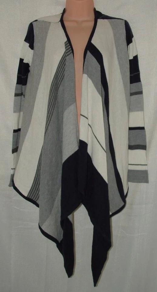 Suéter cárdigan abierto azul gris y blanco talla pequeña de algodón BOSTON APROPIADO Foto 1 de 2