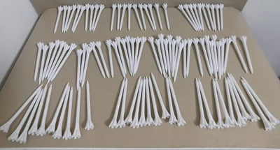 Lot of 100 Golf Tees 3.25” 6 Prong Plastic Golf Tees Solid White New Loose Bulk - Image 1 of 4