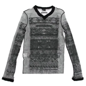 Jean Paul GAULTIER HOMME Pile Switching Graphic Printed Mesh V-neck T-shirt S... - Picture 1 of 12